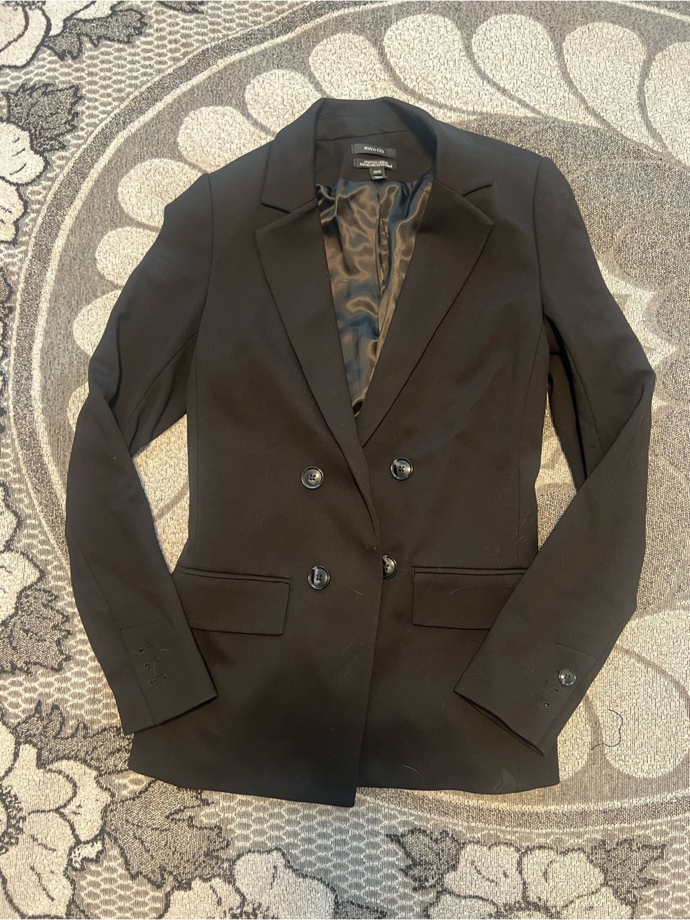 RW&CO. Women's Double-Breasted Black Blazer